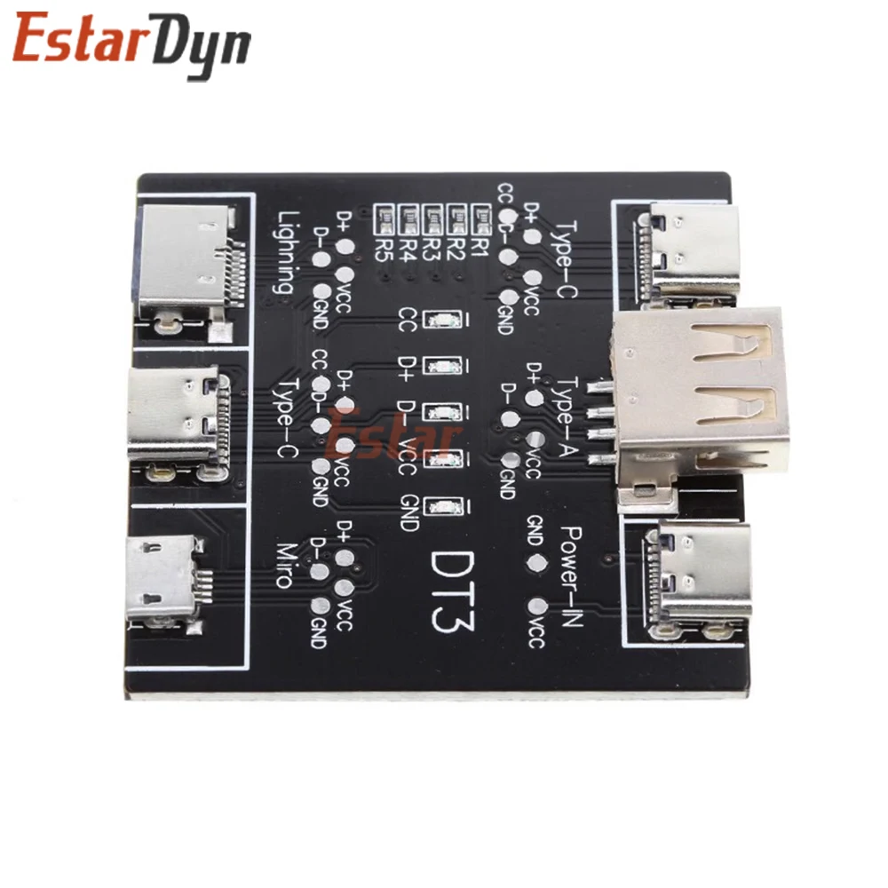 DT3 다기능 USB 데이터 케이블 테스트 보드 On-off 체커(타입-C 라이트닝 마이크로 USB 수리 도구용)