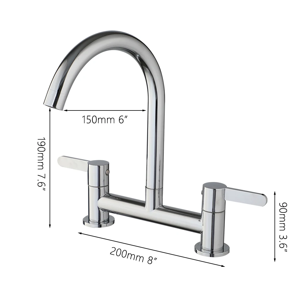 Description Picture 3 of itemYANKSMART Luxury Bathroom Faucet Chrome Polished Basin Faucet Deck Mounted 2 Handles & Holes Torneira Sink Mixer Water Tap