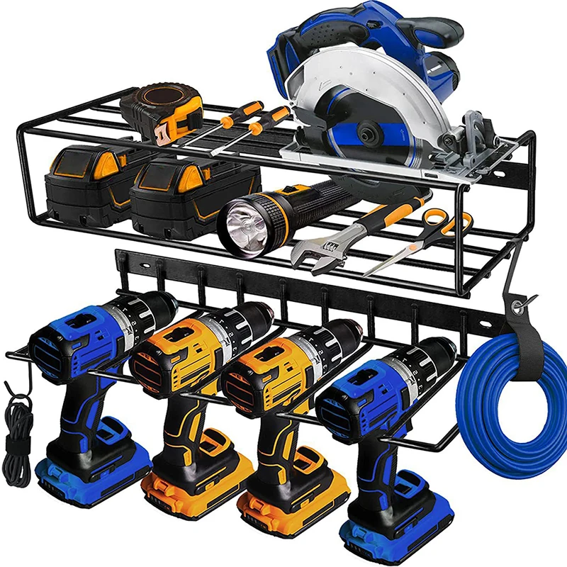 Hand Power Tool Organizer Rack Wall Mounted Rustproof Tool Shelf Electric Drill Holders Heavy Duty For Workshop Garage tool organizer wrench organizer screwdriver organizer power tool holder
