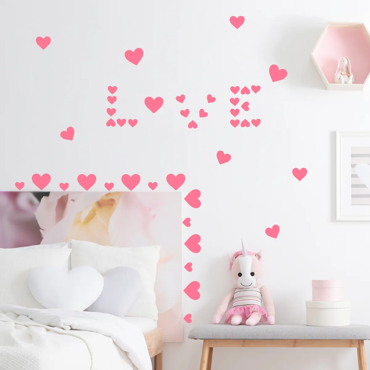 

Pink Love Luminous Wall Sticker, Bedroom, Living Room, Background, Decoration, Self-Adhesive, Wholesale