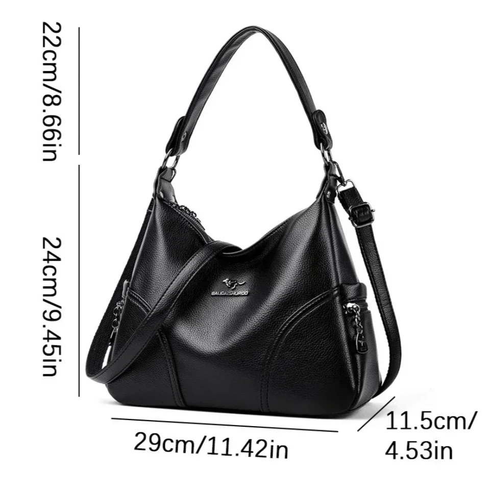 Fashion Genuine Soft PU Leather Women Tote Bags Luxury Female Shoulder Crossbody Bag Large Capacity Ladies Handbags Sac A Main 4