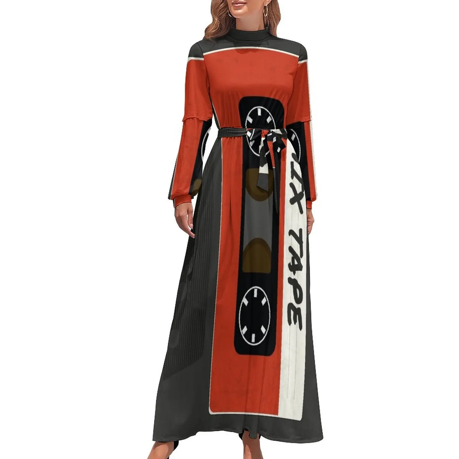 thumbnail image 1 of Vestido largo con cinta roja mixta Falda de verano para mujer Vestidos de verano para mujer 2024 Vestido para mujer Vestido de playa, 1 of 5