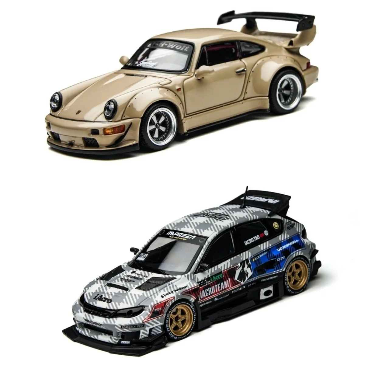 TIMEMICRO TM × PSC DESIGN 1:64 포르쉐 RWB 964 베이지 합금 다이캐스팅 자동차 모델 수집용 선물