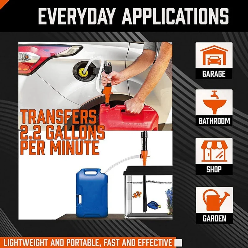 Horusdy Portable Power Batterij Pomp, Liquid Transfer Pomp, 2.2GPM, Water & Fuel Transfer Pomp