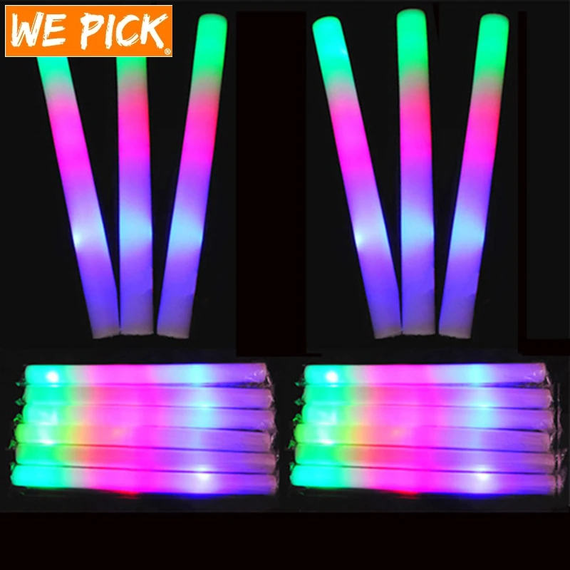 50/100pcs LED Foam Sticks Multicolor Foam Cheer Tube Party Glitter Glow  Stick Portable Neon Light Party US AU Warehouse Delivery