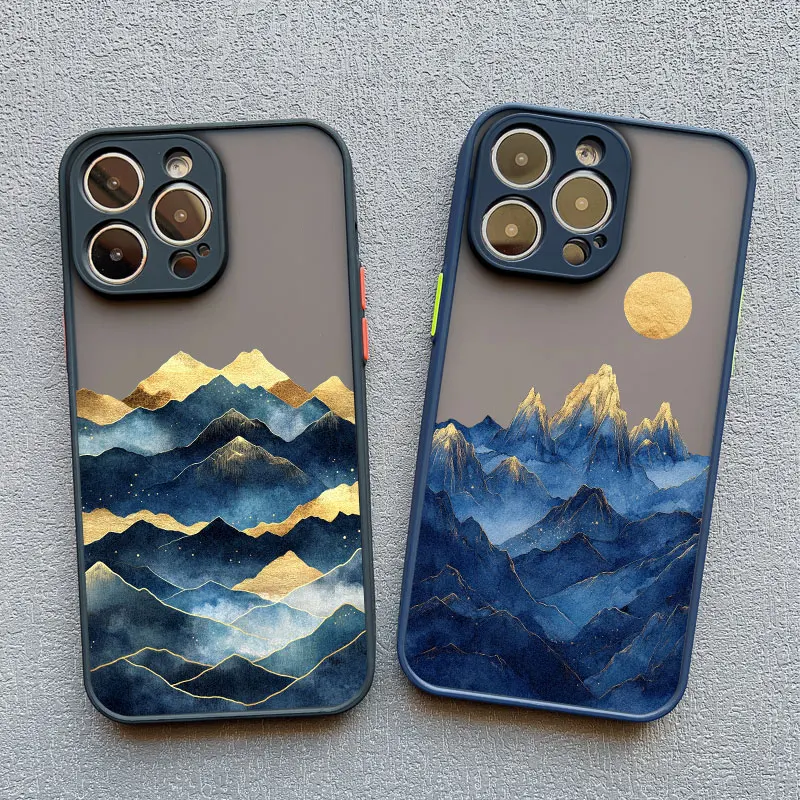 Gold and Blue Mountains Shockproof Phone Case