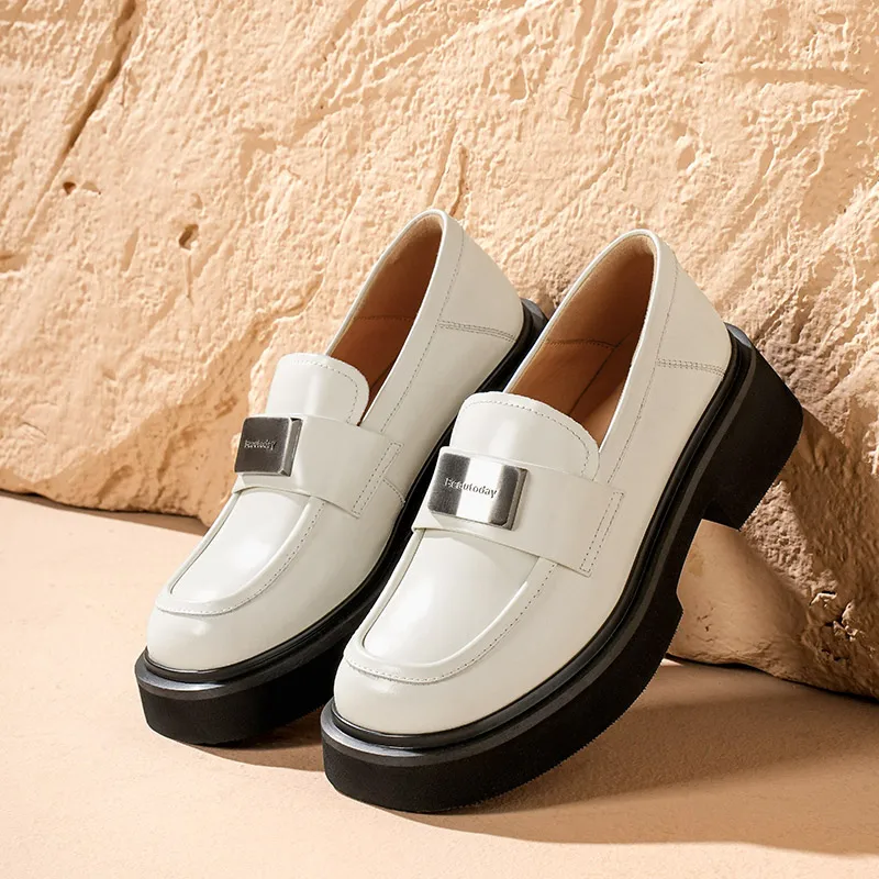 BEAUTODAY Women's loafers Genuine Cow Leather Slip-on Flats Silver Metal Decor Ladies Shoes Handmade Plus Size A26607 4