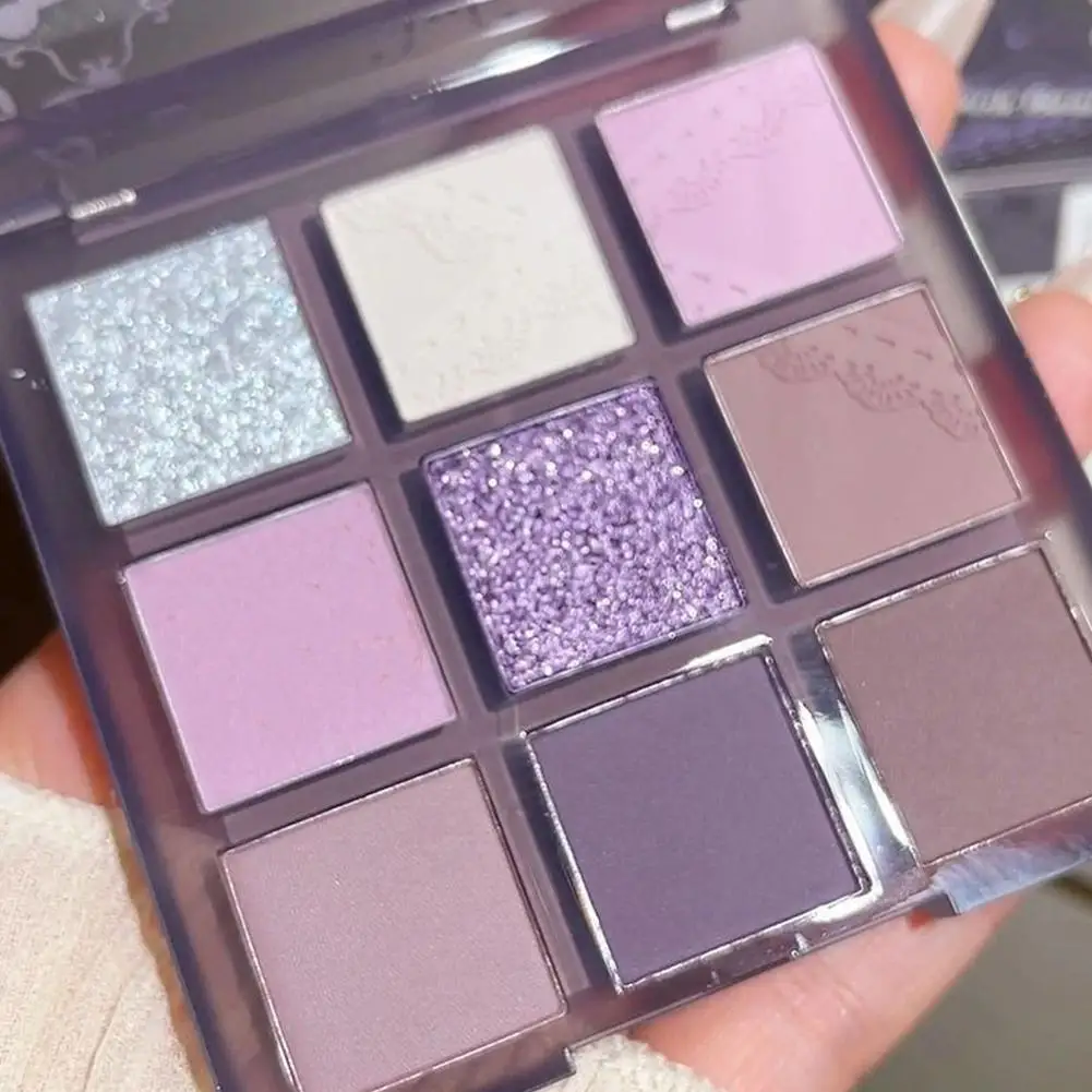 New Smoke Purple 9 Colori Eyeshadow Palette Pearlescent Matte Grey Purple Eye Shadow Makeup Palette Waterproof Trucco Coreano