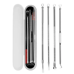 4-Piece Blackhead Remover Needle Tools Set for Effective Face Cleansing and Skin Care (Silver)