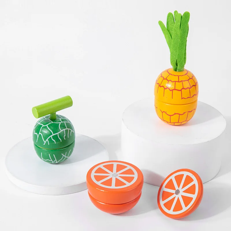 Simulation Kitchen Pretend Play Toy Magnetic Wooden Cutting Fruits Vegetables Classic Game Montessori Educational Toys For Kids 5