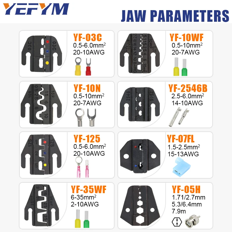 크림핑 도구 플라이어 YF-04B, 2.8 4.8 6.3 VH3.96/튜브 절연 동축 케이블 단자 전기 도구용, 다양한 턱 선택