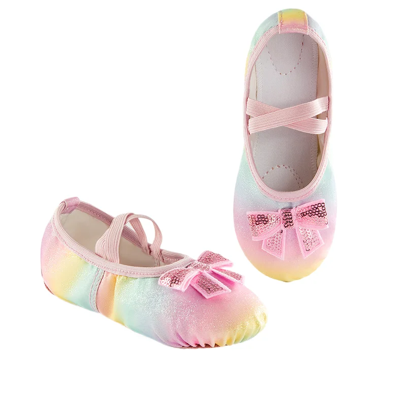Chaussons De Ballet Pailletés Pour Filles - Semelle Fendue Souple, élastiques Croisés - Pour Cours, Spectacles Et Gymnastique