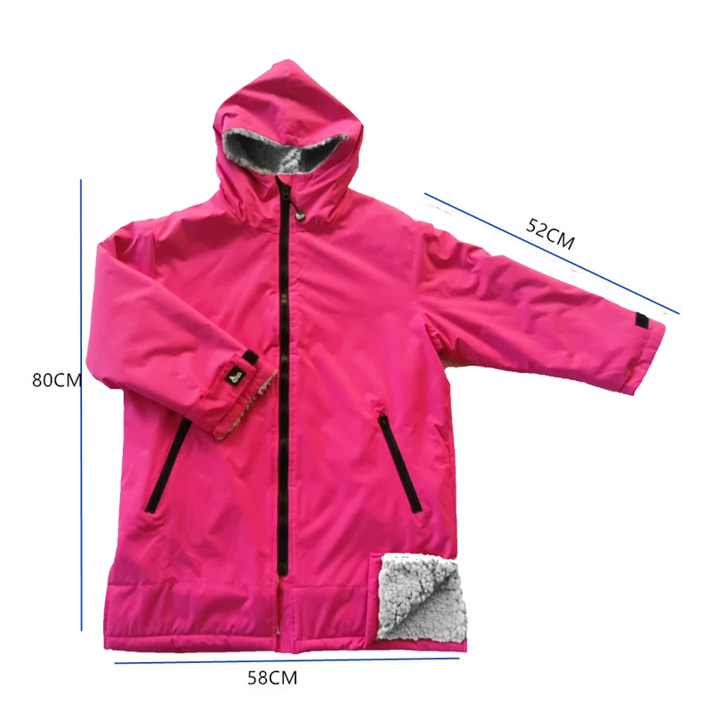 Kids Warm Changing Robe Surf Swim Parka Poncho Coat Jacket Overcoat Thicken Lining Hooded Waterproof Cloak for Boys Girls Pool