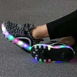 2022 Roller Skates USB Charge Child Sneakers Boy Girls Gift Led Light Shoes With 2 Wheels Convertible Sport Flying Shoes Flash