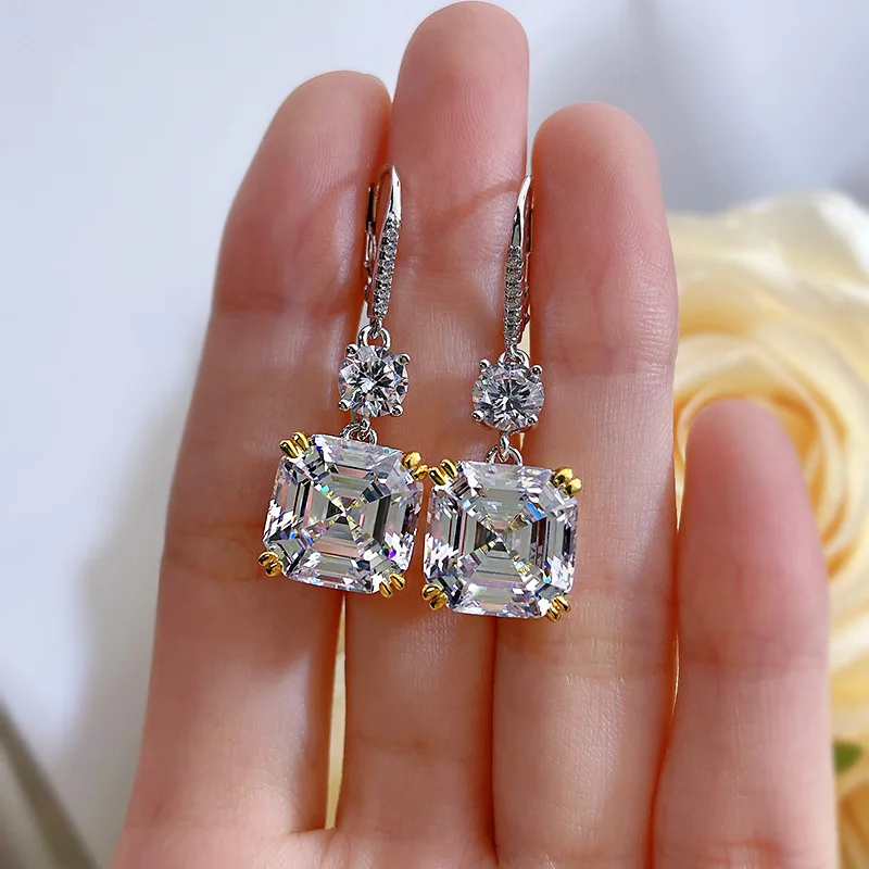 Drop Earring  12mm Square Branded Collection