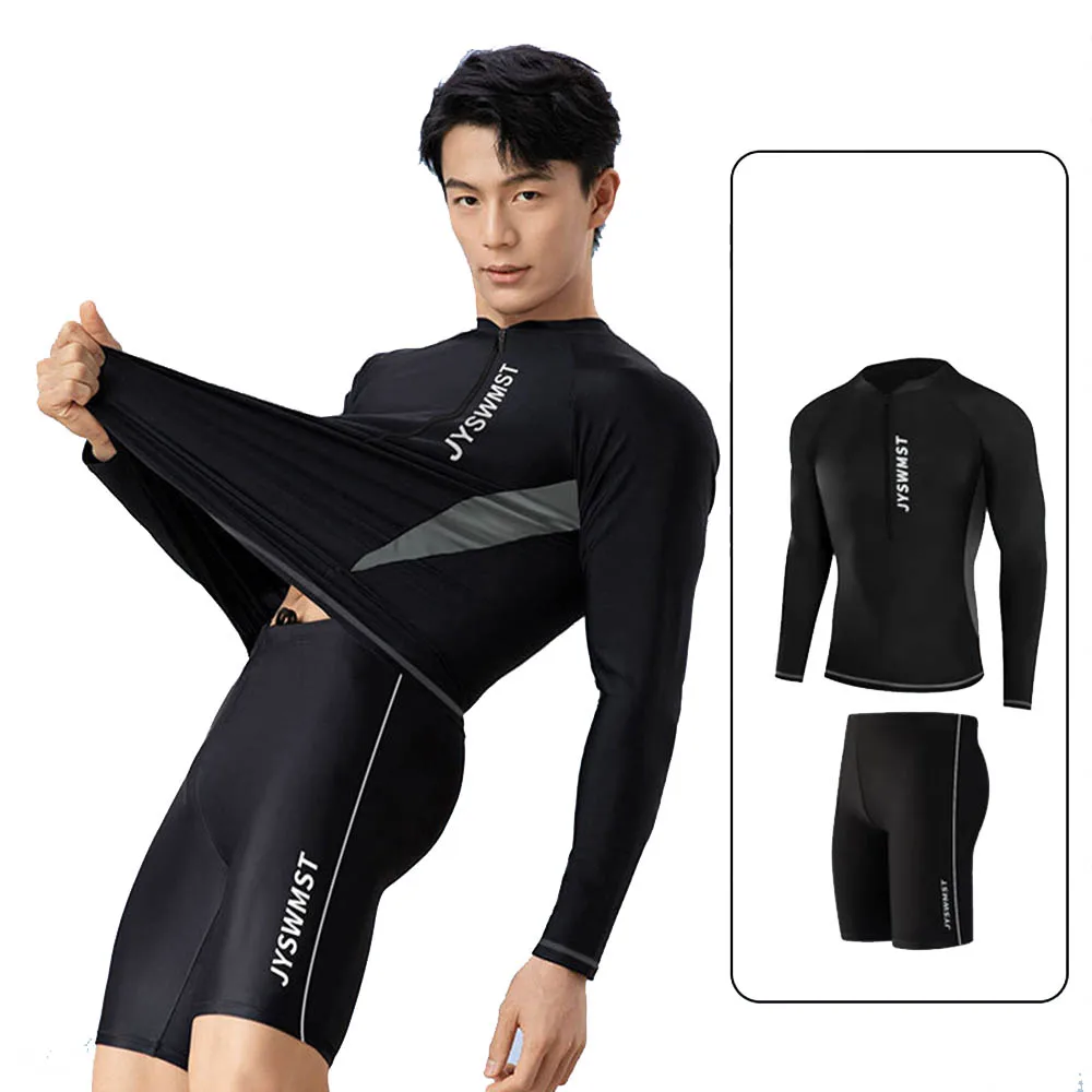 

New Men's Quick-Drying Swimsuit Long-Sleeved Sun-proof Beach T-shirt Snorkeling Surfing Suit Water Sports Swimsuit Surfing Top