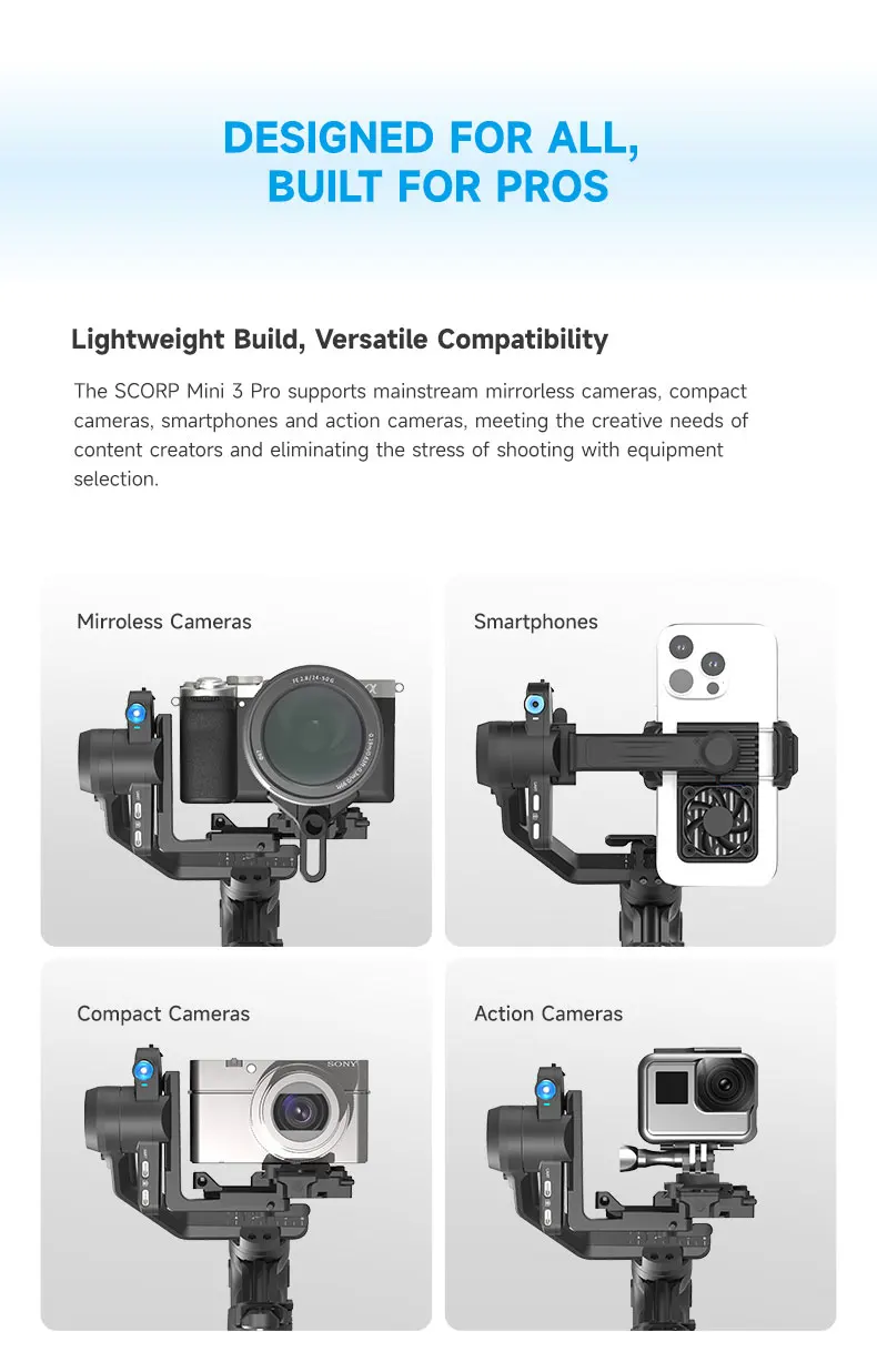 FeiyuTech Scorp Mini 3 Mini 3 Pro スマートフォン カメラ 3 軸