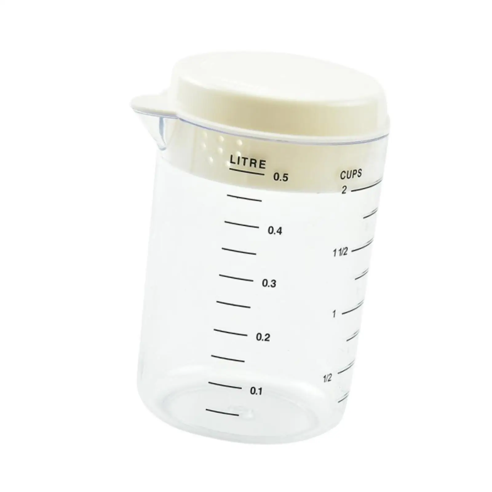 Measuring Cup with Scale 500ml Clear Practical Measure Jug with Cover Kithchen Gadgets for Tea Shop Home Tea Hot and Cold Water