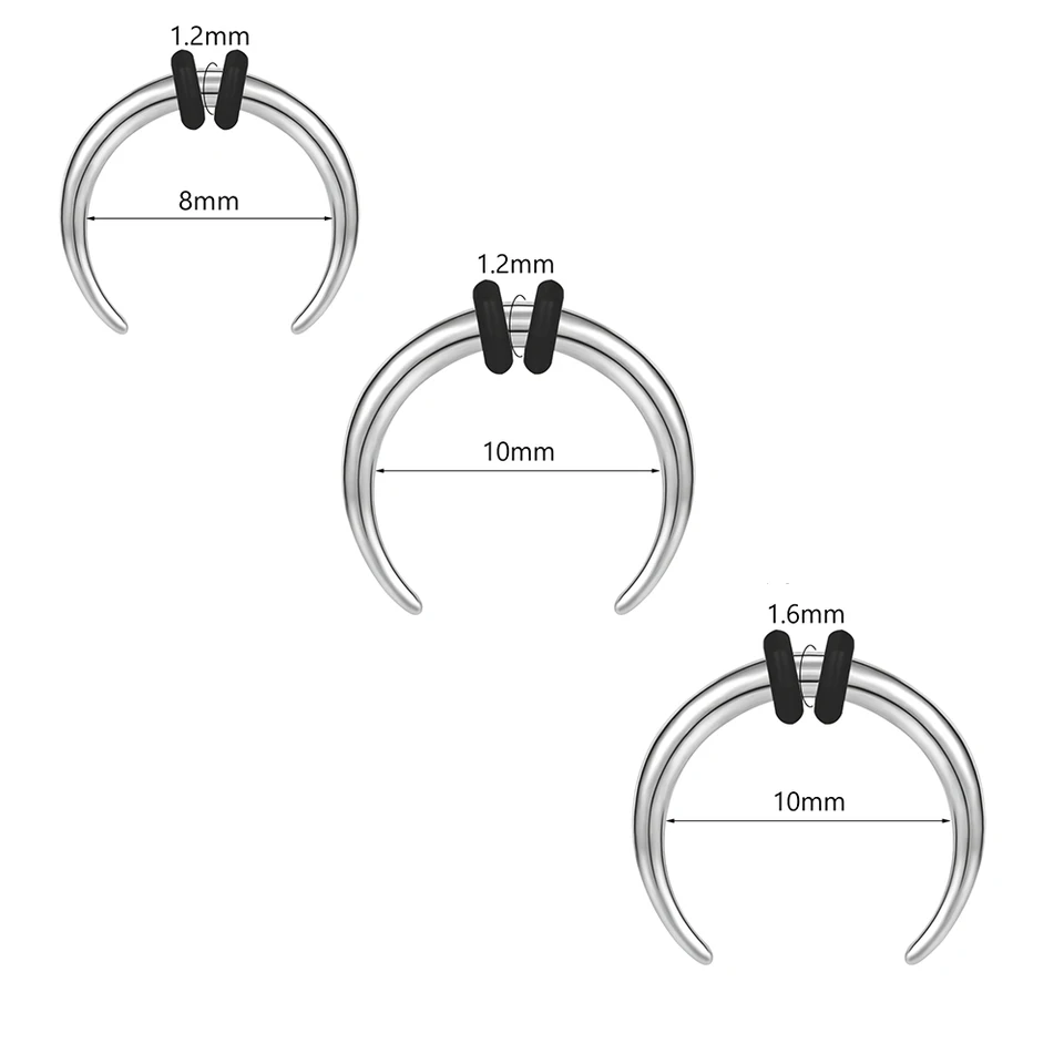 Surgical Steel Pincher Tapers – Septum, Nose, Ear, Nipple Expander Rings, 16G, 8-10mm 7 thumbnail image