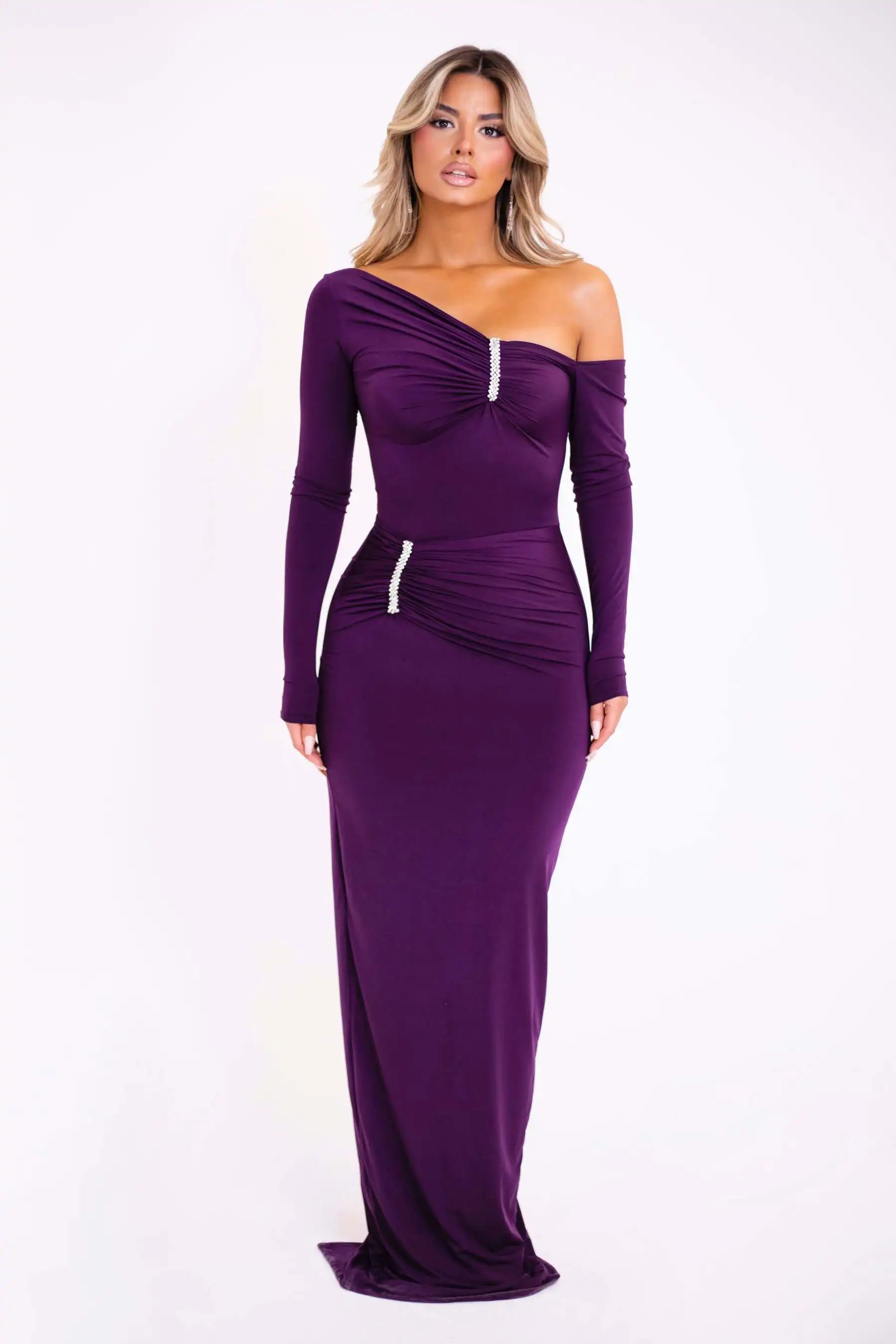 Elegant Long Sleeved Elastic Tight Irregular Dress Sexy Backless Party Evening Dress Slim Fall Vestido New Clothing