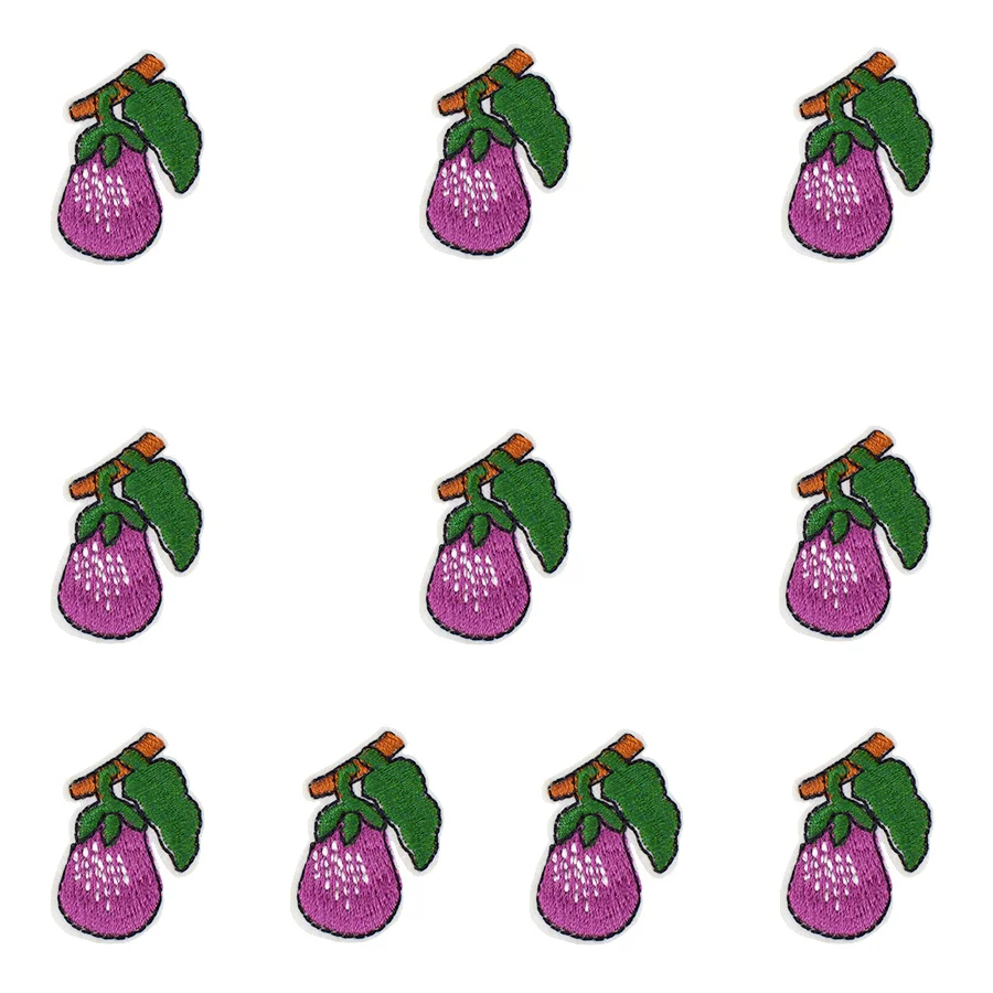 

10PCS Eggplants Patches Kid Clothing Iron on Transfer Applique Patch for Hot Melt Adhesive Jeans Patches Embroidery for Clothes
