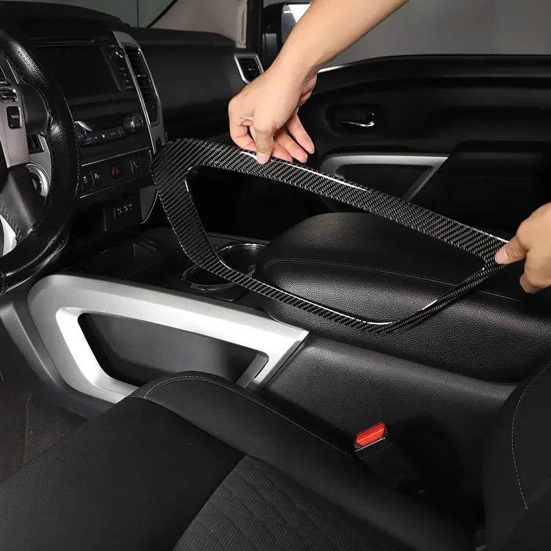 

For Nissan Titan 2016-2023 Soft Carbon Fiber Car Center Console Side Panel Frame Cover Trim Stickers Car Accessories