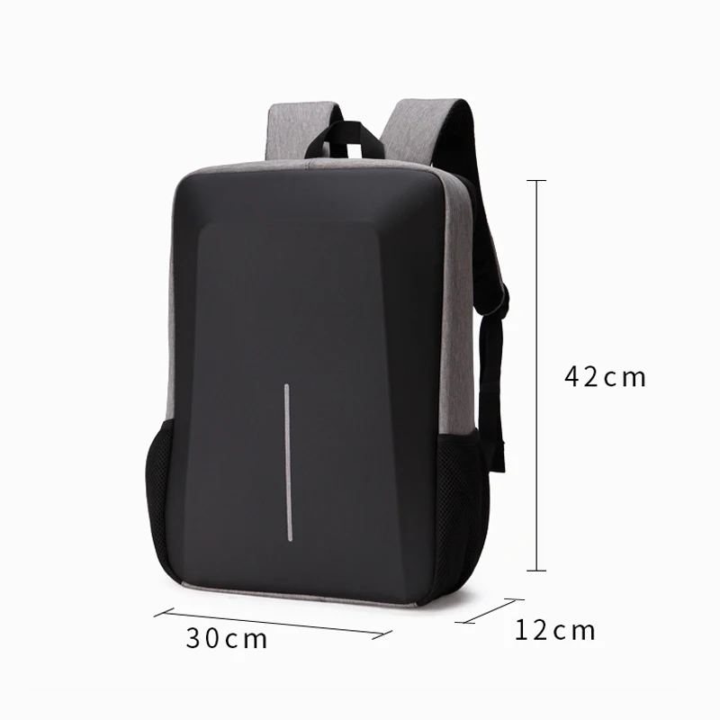 Men's Reflective Strip Multifunctional Backpack USB Charging Large Capacity 15.6 Inch Laptop Travel Bag Black Business Backpack
