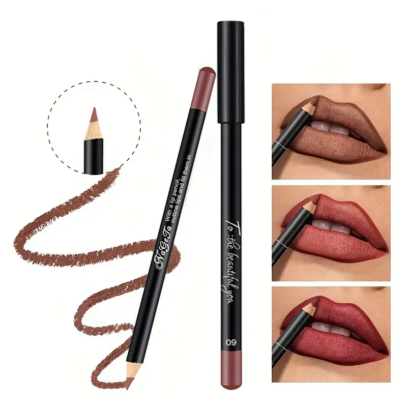 12-Color Lip Liner Pencil Velvety Texture 24-Hour Long-Wear Waterproof & Smudge-Resistant Can Use For Lip & Eyes