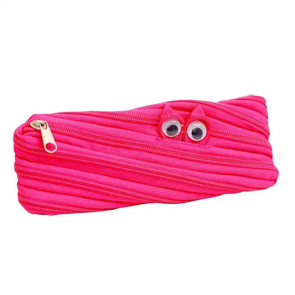 재미있는 동물 캔버스 지퍼 펜 동전 가방 연필 케이스, 다기능 휴대용 가방, 넓은 공간