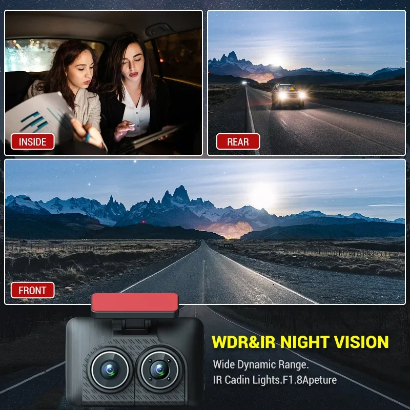 2024 Channel Car Dash Cam Video Recorder Full HD 1080P Infrared
