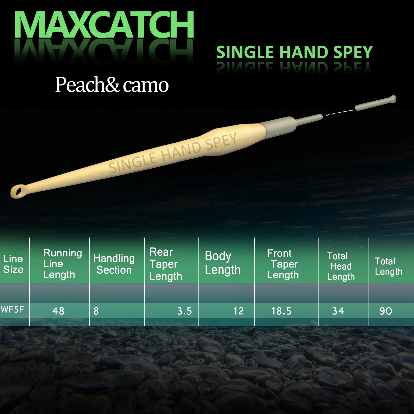 Maxcatch Einhand-Spey-Fliegenschnur WF3F-8F 90FT 2,7M Gewichtsorientierte Schwimmende Fliegenschnur Pfirsich-Camo mit Doppelt Geschweißten Schlaufen – Detail 4