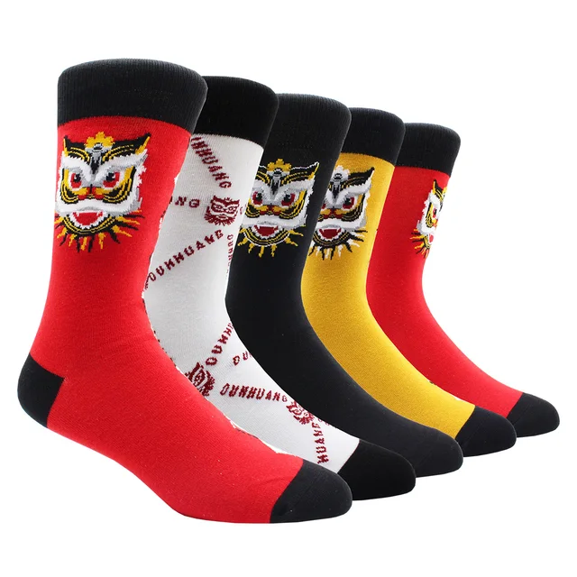 Size 41-48 Casual Fashion Cotton Funny  Long Women&Men Socks Contrast Color Rainbow Larger Size Stripe Socks for Men 5 Pairs- NY020