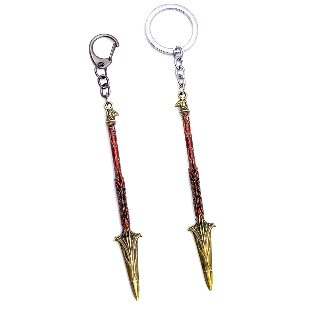 12cm Spear of Leonidas Assassin's Weapon Keychain AC Creed Spear Game Merchandise Metal Weapon Models Home Ornament Crafts Toys