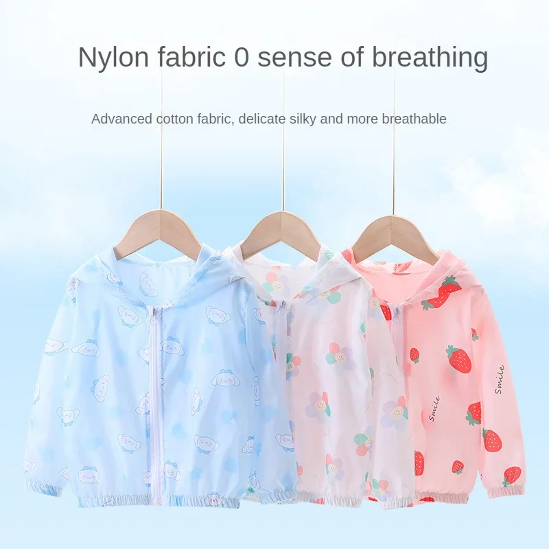 Lightweight and Breathable Girls' Skin Clothing, Children's Summer Sunscreen Clothing, Children's Baby Casual Hooded Thin Jacket