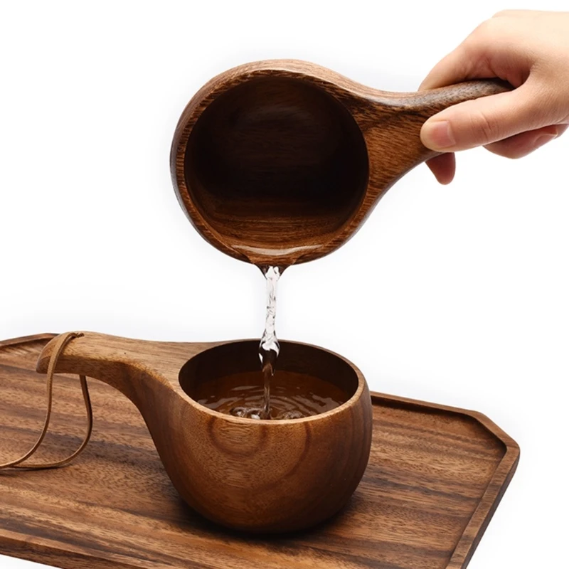 210ml Outdoor Cup Kuksa Camping Mug Coffee Milk Cups Mugs Acacia-Wood Drinkware Bushcrafts Artifact Kitchen Dropshipping