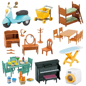 Muebles en miniatura 1:12, cocina familiar de bosque, juguete, mesa de comedor, accesorios para casa de muñecas, baño, juego de simulación para niñas, regalos, Juguetes 1