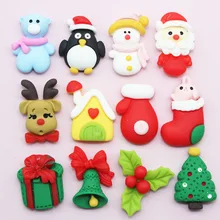 

12pcs Kawaii Christmas Series DIY Resin Nail Art Phone Water Cup Flat Back Cabochon Patch Cute Manual Decor Accessories