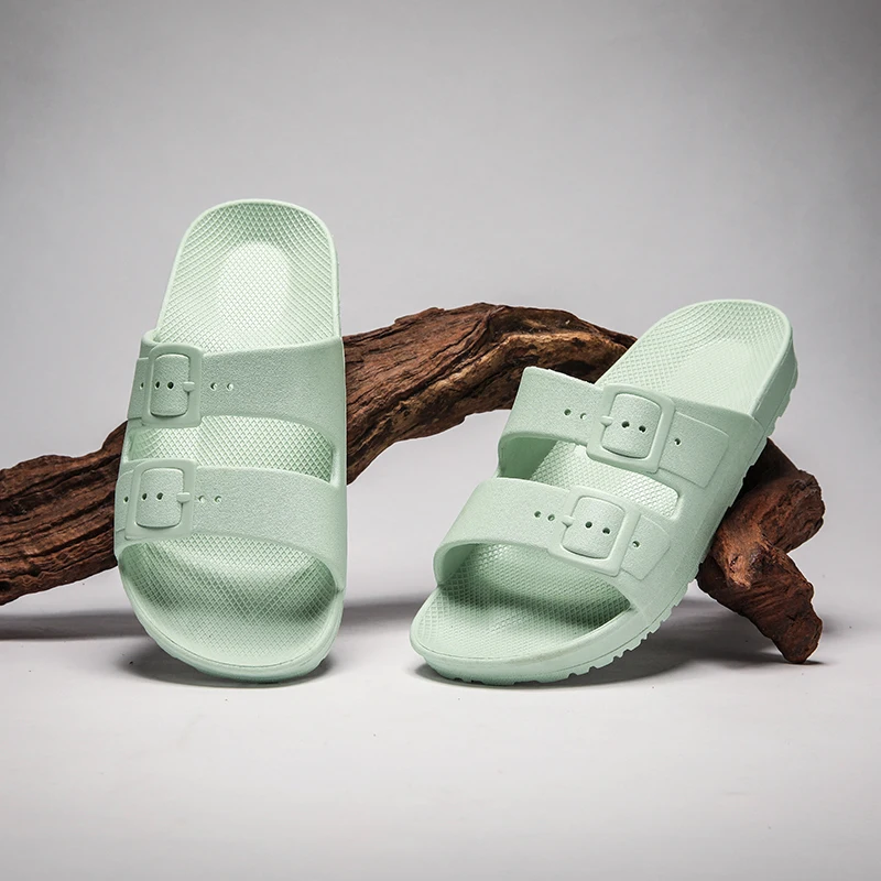 2024 Summer Kid Slippers Sandals Boy Girls PVC Flats Soft Bottom Girls Kids Trend Double Buckle Slides Beach Shoes For Children 5