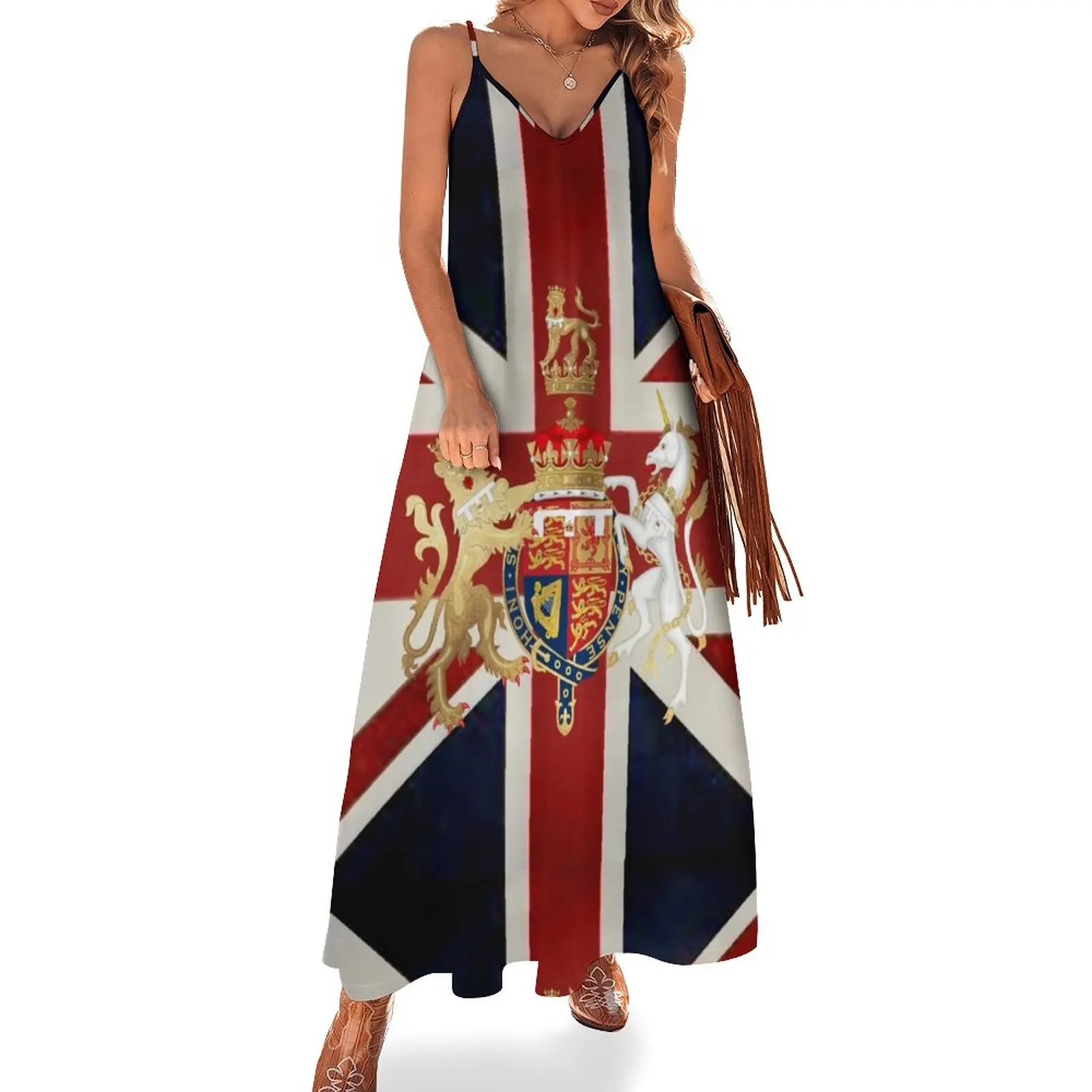 

Union Jack with Windsor Insignia Sleeveless Dress summer dress woman 2023 trendy birthday dresses for women dress women summer