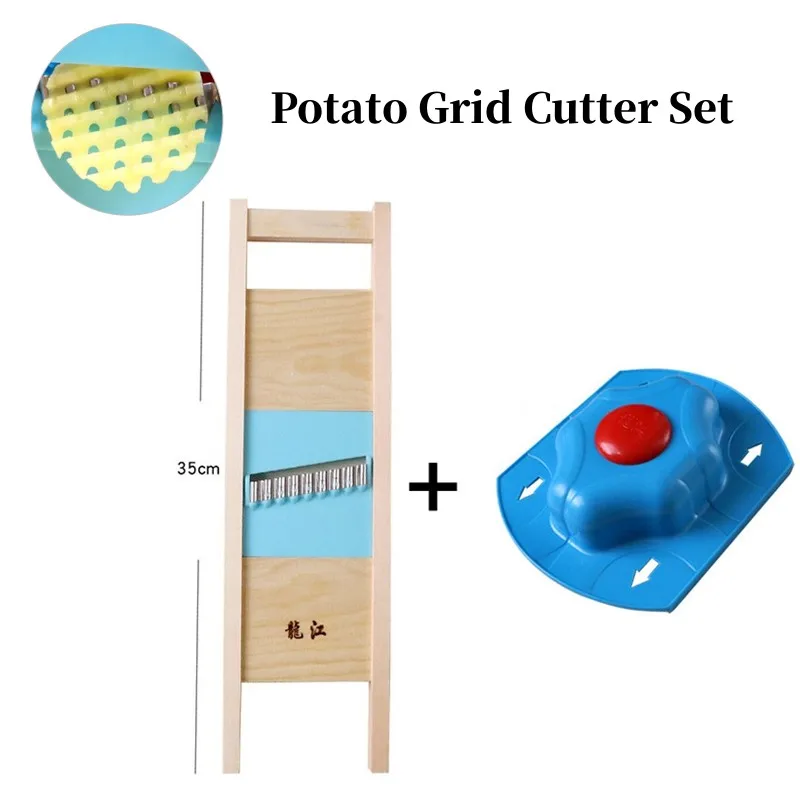 Potato Cutter Potatoes Grid Slicer Solid Wood Vegetable Cutters Fries  Potato Cutter Grid Wipe Wave Knife Kitchen Gadgets - AliExpress