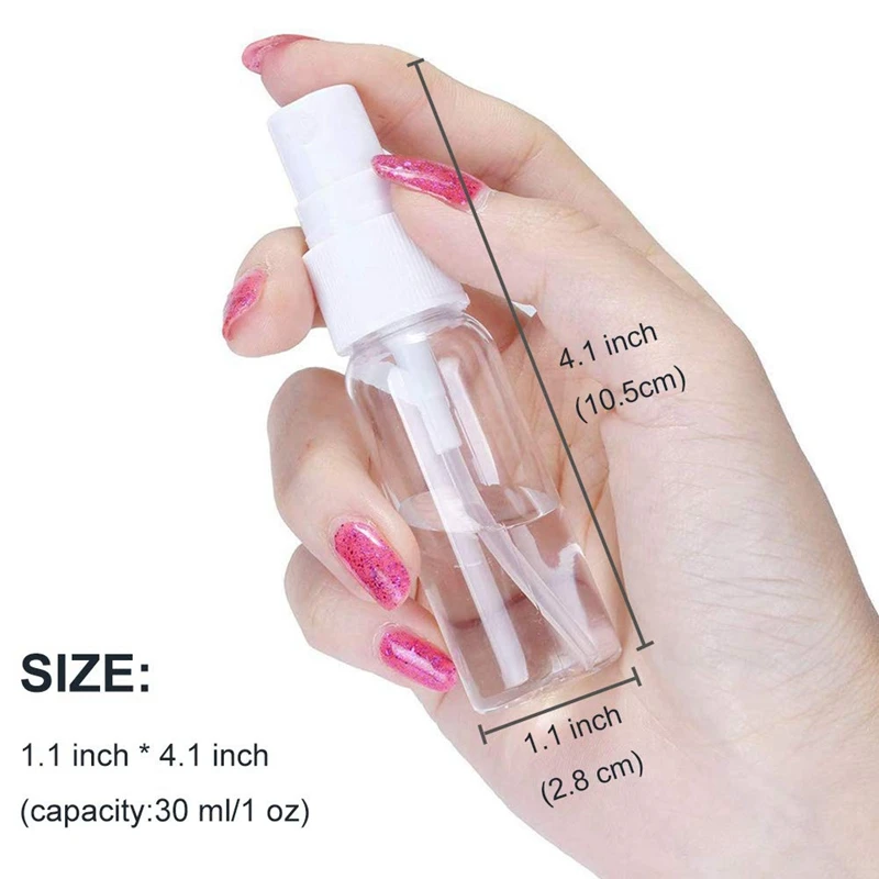 30Ml, 1Oz 미니 미세 미스트 스프레이 병, 리필용 병, 작은 빈 투명 플라스틱, 여행용 크기 병, 108 개