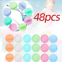 48pcs Reusable Water Fighting Balls Adults Kids Summer Swimming Pool Silicone Water Playing Toys Pool Water Bomb Balloons Games 1
