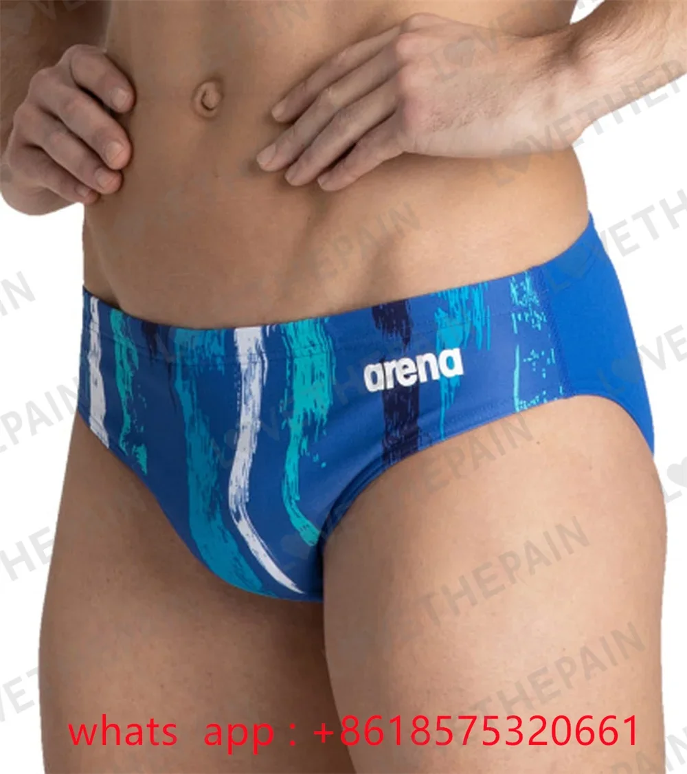 

Men's Team Painted Stripes Brief Swimsuit Triangle Swimsuit Leg Boxer Swimming Trunks Swimming Trunks Panties Training Pants