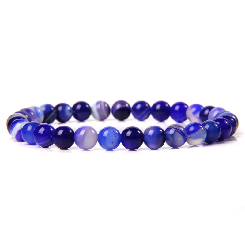 Natural Stone 6mm 8mm Stripped Agate Bracelet  Stretchable Bracelets Bangles For Women jewelry