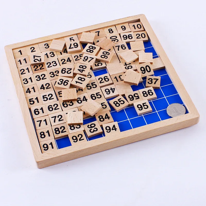 

Wooden children's hundreds board Montessori math teaching AIDS educational early education class digital kindergarten wooden toy