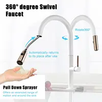 ZAPPO สีขาวและ Rose Gold ก๊อกน้ําห้องครัวดึงลง Magnetic Docking Sprayer สแตนเลสดึงออก RV ก๊อกน้ําอ่างล้างจาน 4