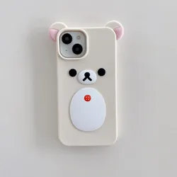 Adorable Cartoon Rilakkuma Liquid Silicone Protective Case - Soft, Durable, and Dustproof - iPhone 13 Pro (1)
