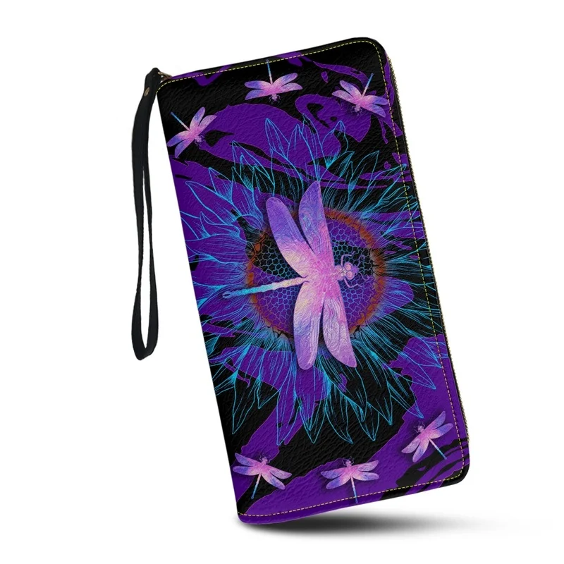 

Belidome Dragonfly Wallet for Women Leather RFID Blacking Design Zip Around Card Holder Organizer Ladies Travel Clutch Wristlet