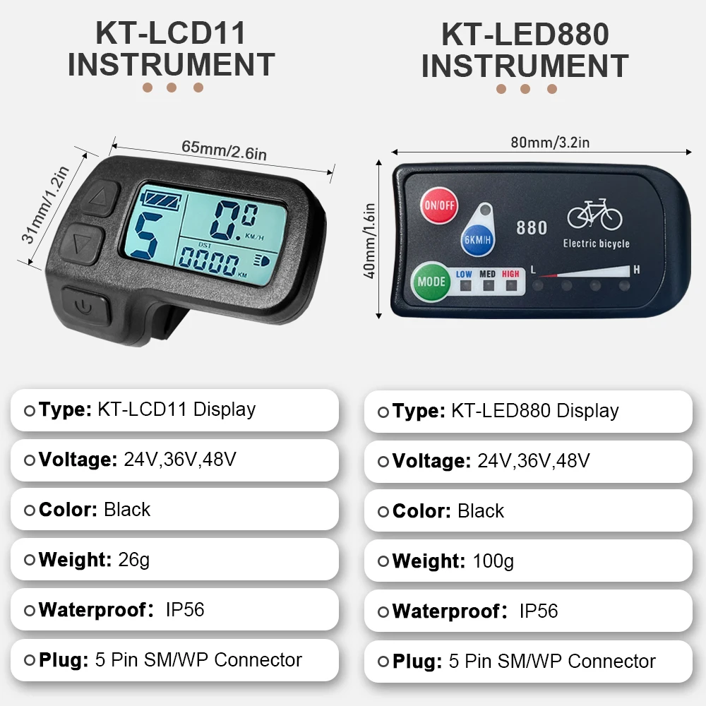 Elektrische Fiets KT LED880 Display, E-bike 36V 48V Meteraccessoires E-fietsmeter Elektrische Fietsdisplay