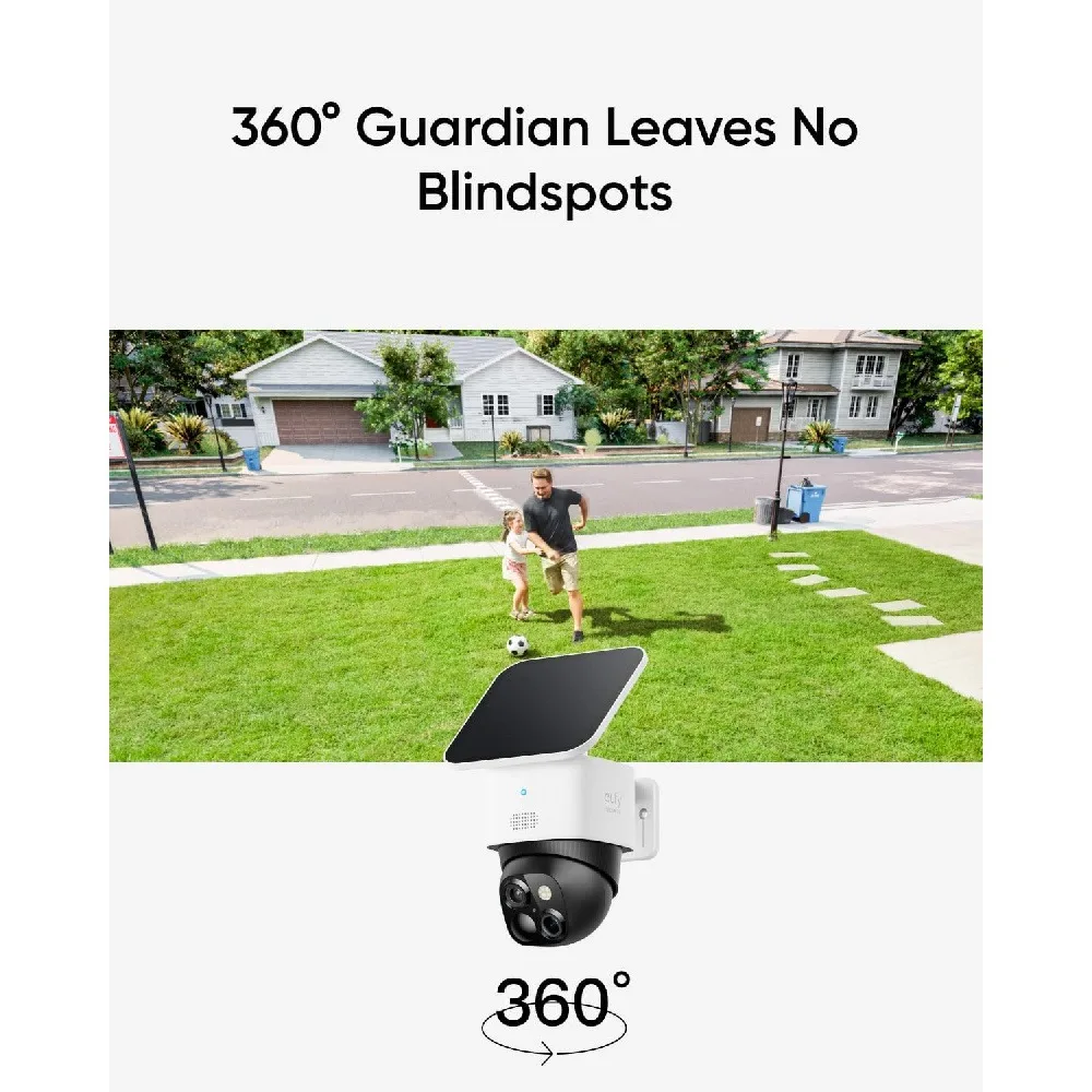 New 4K Dual Camera Solar Security Cameras Wireless Outdoor Cameras for Home Security 360°Coverage Pan & Tilt No Blind Spots 4